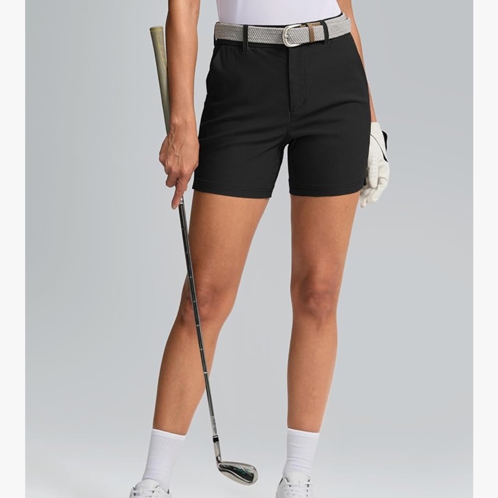 Satiny Women's Black Golf Shorts